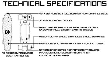 Skatro Mini Cruiser Skateboard Dimension